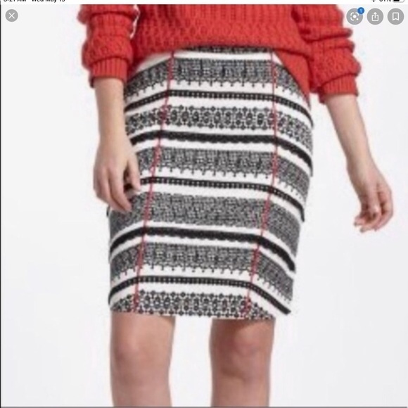 Anthropologie Tabitha Black & White Skirt sz 4 B21 - Picture 1 of 7